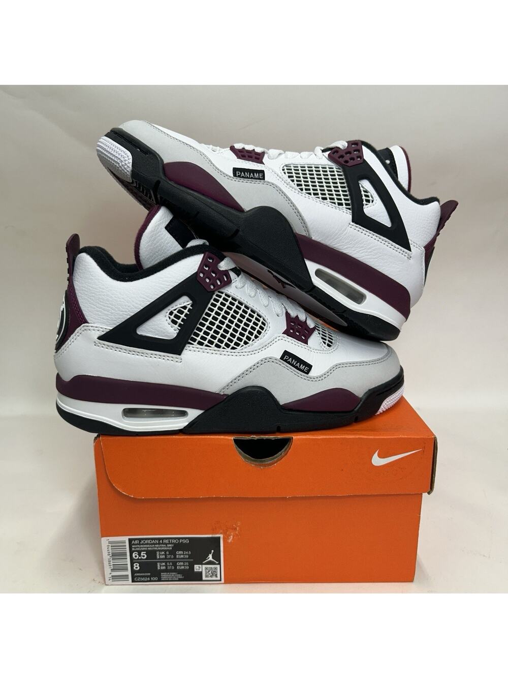 Nike Air Jordan 4 Retro PSG “White Bordeaux Neutral Grey”